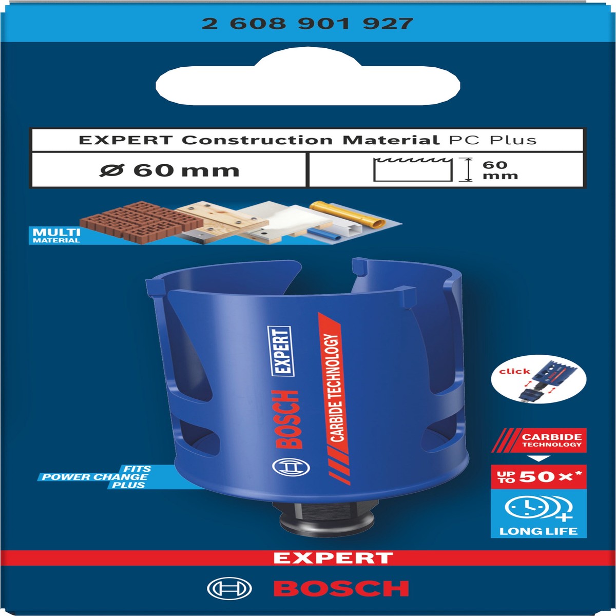 Serras craneanas Bosch Accessories (Serra craneana EXPERT Construction Material Power Change Plus, 60 x 60 mm)