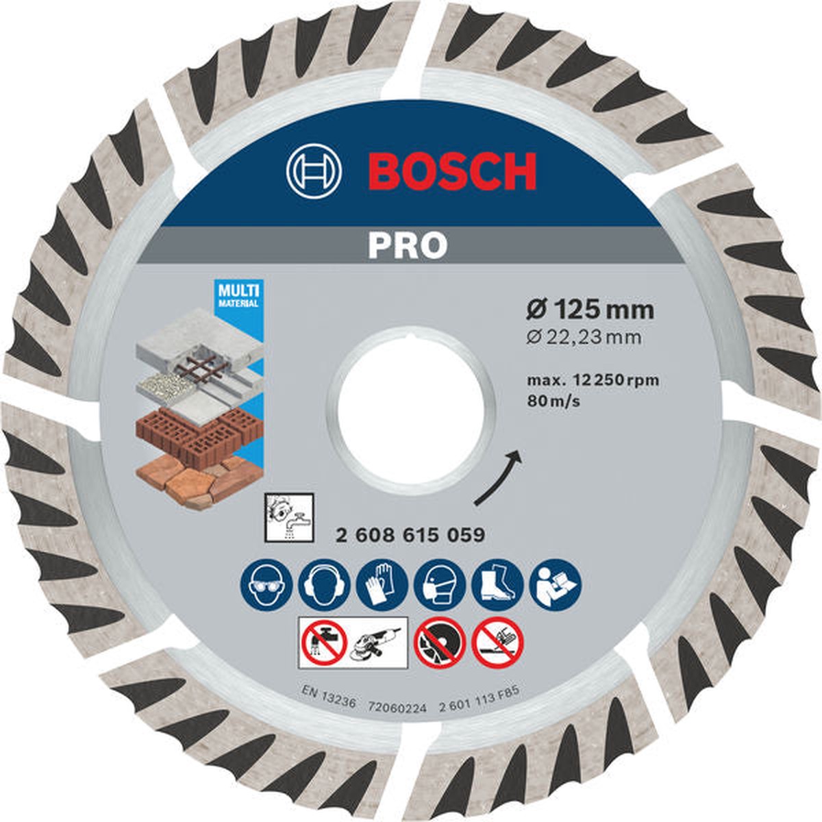 Discos de corte de diamante Bosch Accessories (PRO Multi Material Diamond Cutting Disc, 125 x 22.23 mm, 10 pcs)